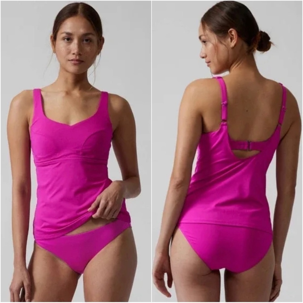 Athleta Swimsuit Top Bondi Bra Cup Tankini Fuchsia 32B/C